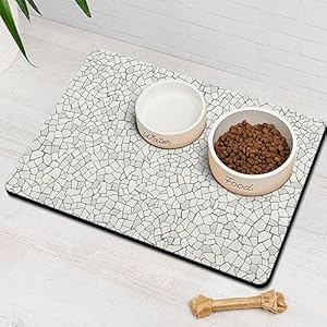 Dog Food & Water Mat, Pet Feeding Mat for Floor Non-Slip Waterproof, Super Absorbent Cat Bowl Mat, Easy to Clean Eco-Friendly Durable Pet Placemat