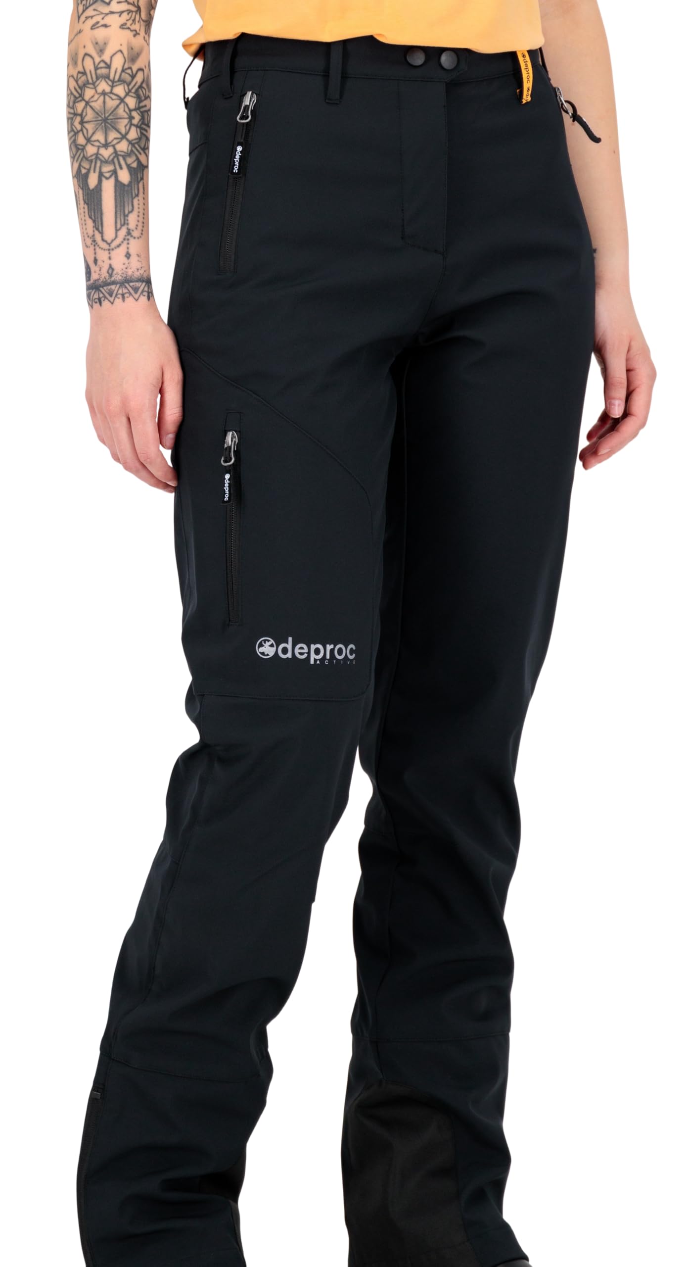 DEPROC-Active Sterling Wntr Wmn Women's Hiking Trousers Softshell Outdoor Trousers Trekking Trousers Thermal Winter Trousers Snow Guard Black