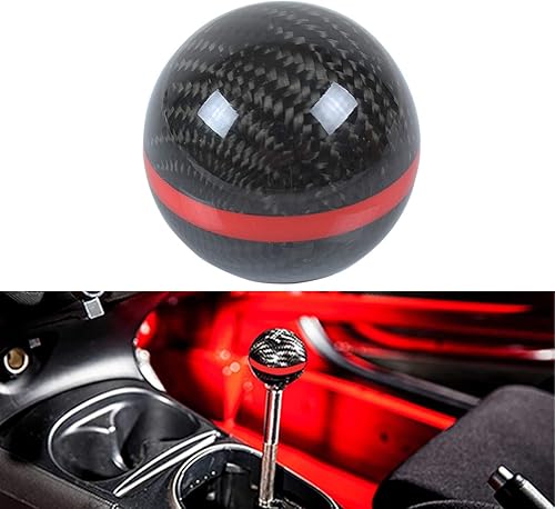 Miniatura 4 de Cuztom Tuning JDM - Selector de perilla de palanca de cambios manual y automática de fibra de carbono con forma de bola redonda (dorado)