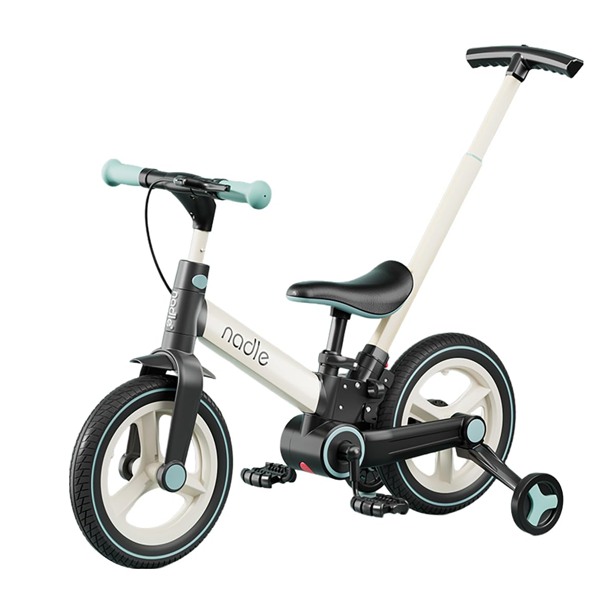 Gorocking 自転車 子供用 12インチ 折りたたみ 一台五役 補助輪&押し棒&スタンド付き 3色 ワンタッチ 組み立て 95％完成 (ミントグリーン)