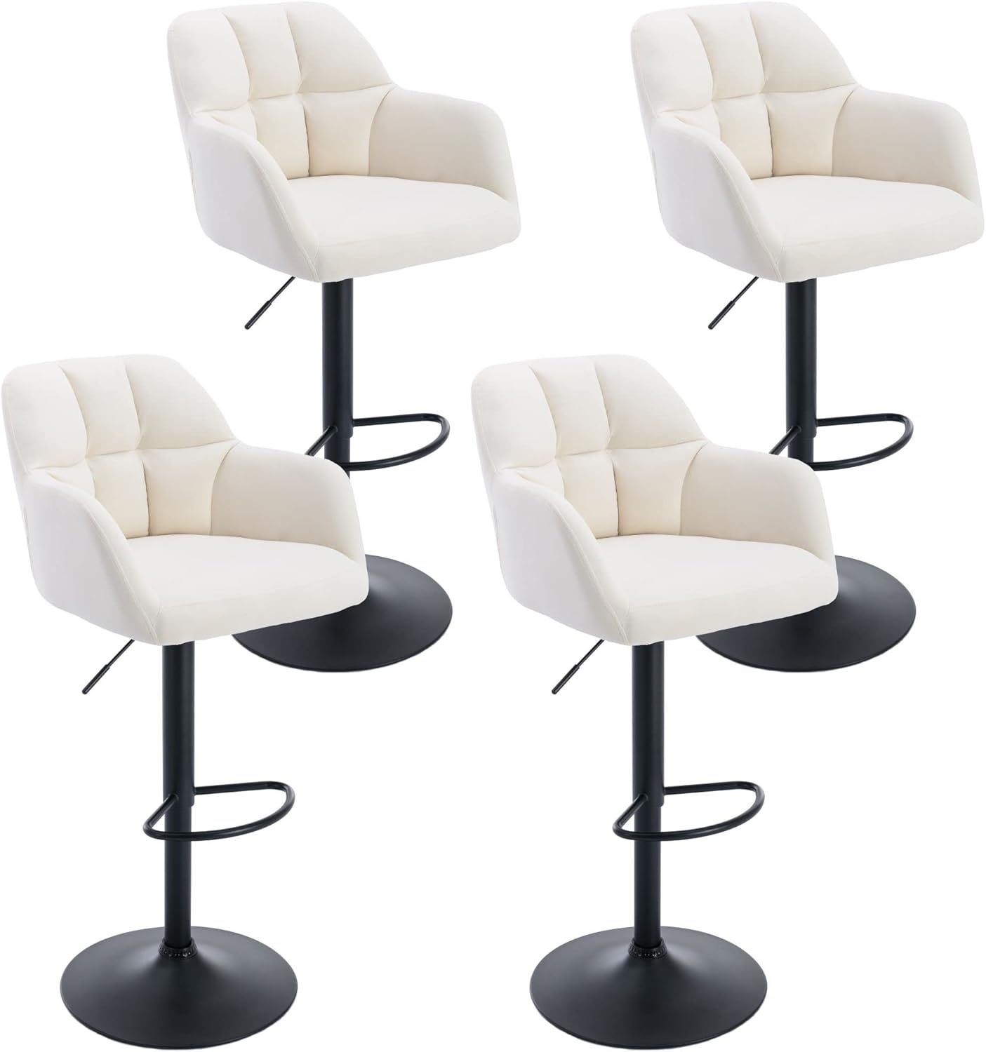 BESTANO Modern 30" Bar Stools Set of 2 with Back, Faux Leather Upholstered Counter Height Barstools Kitchen Counter Island Stools with Metal Footrest for Kitchen Island, Green