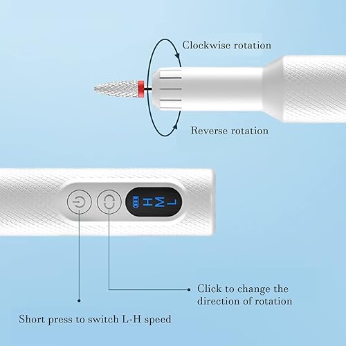 Miniatura 3 de Taladro eléctrico de uñas para acrílico, lima de uñas recargable Efile portátil, máquina de taladro de uñas inalámbrico para uñas de gel, manicura y