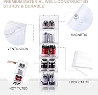 Vista 4 de Juego de 6 cajas de almacenamiento de zapatos, apilables de plástico transparente, caja de zapatos con puerta transparente para almacenamiento