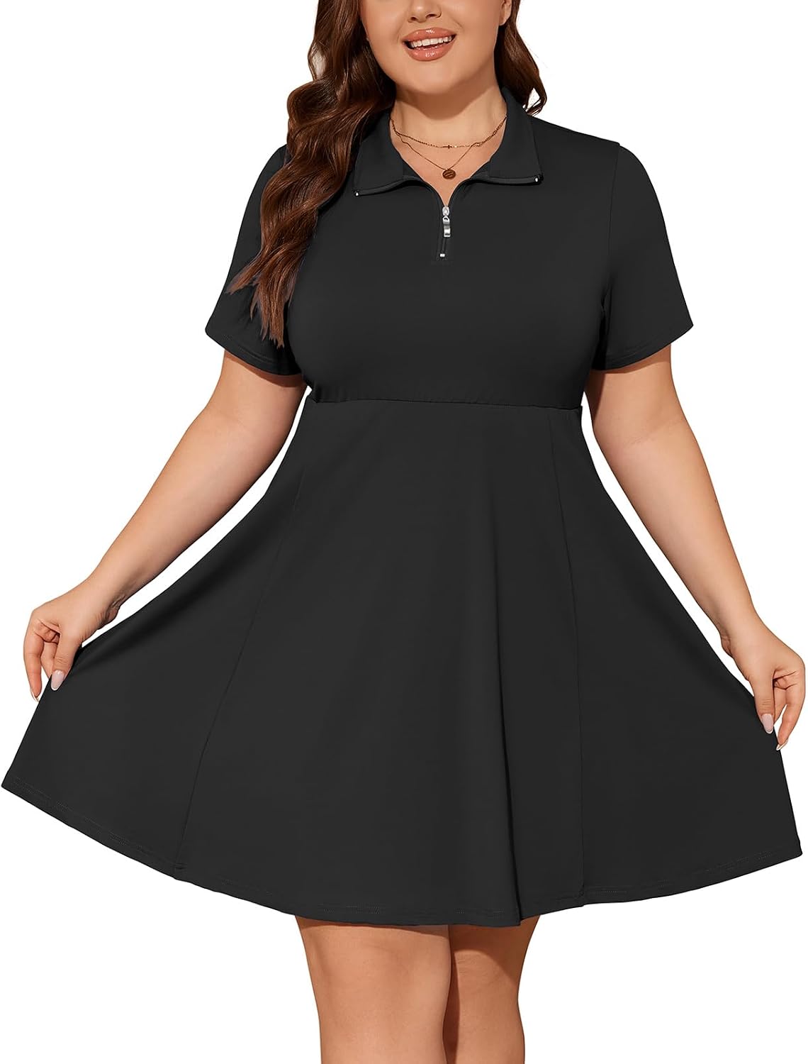 Viracy Womens Plus Size Tennis Dress with Shorts 1/4 Zip Up Empire Waist Short Sleeve Quick Dry Athletic Golf Dresses