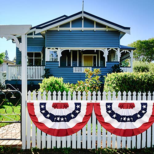 6Pack 1.5X3 Ft American Pleated Fan Flag, American Flag Bunting For Outdoor, Us Patriotic Half Fan Banner Flag For 4Th Of July Memorial Day Independence Day Outdoor Indoor Decorations #TOP1