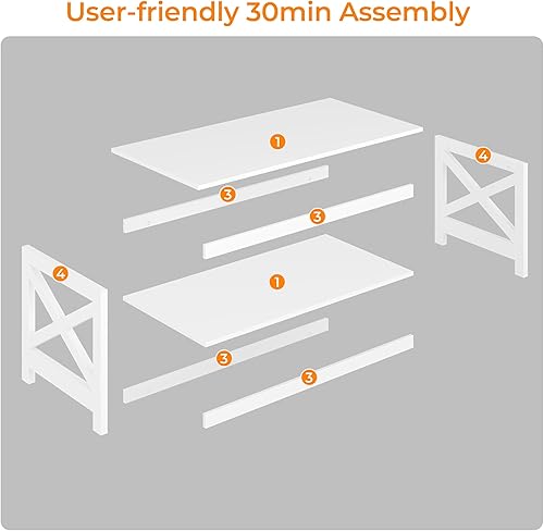 Miniatura 5 de Yaheetech Juego de mesa de madera de 3 piezas, mesa auxiliar X-Design con estante y 2 mesas auxiliares de 3 niveles, armario de almacenamiento para