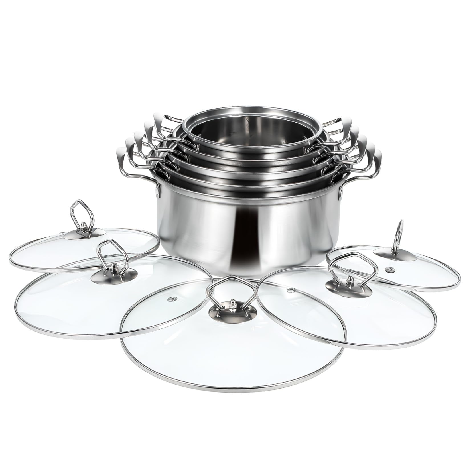 Marmites acier inoxydable avec couvercles pour cuisine moderne
