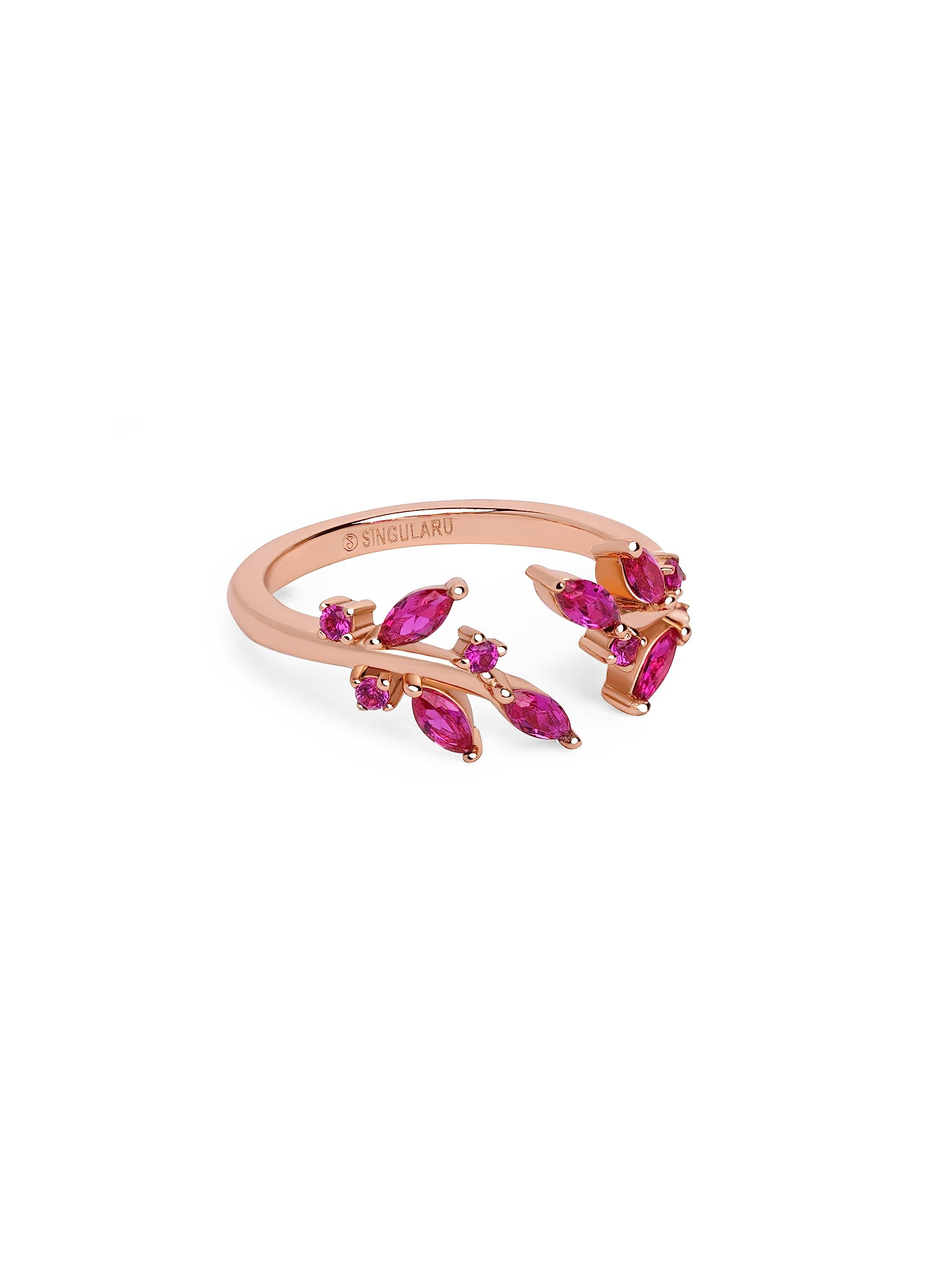 SINGULARUAnillo Buganvilla - Anillo Ajustable - Plata de Ley 925 - Talla Unica - Varios Acabados - Joyas para Mujer - Hecho en España