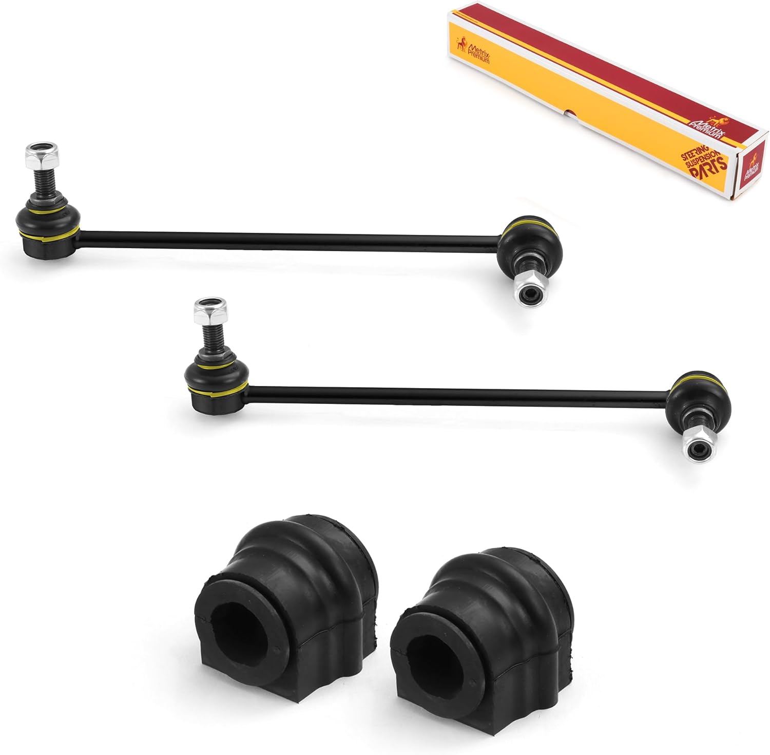 Metrix Premium Chassis Parts - 4 PC L/R Front Sway Bar Stabilizer End Link & Front Stabilizer Bar Bushing Kit Fits 06-07 Mercedes-Benz C230, 06-07 C280, 06-07 C350, K80491, K201543, Made in Europe