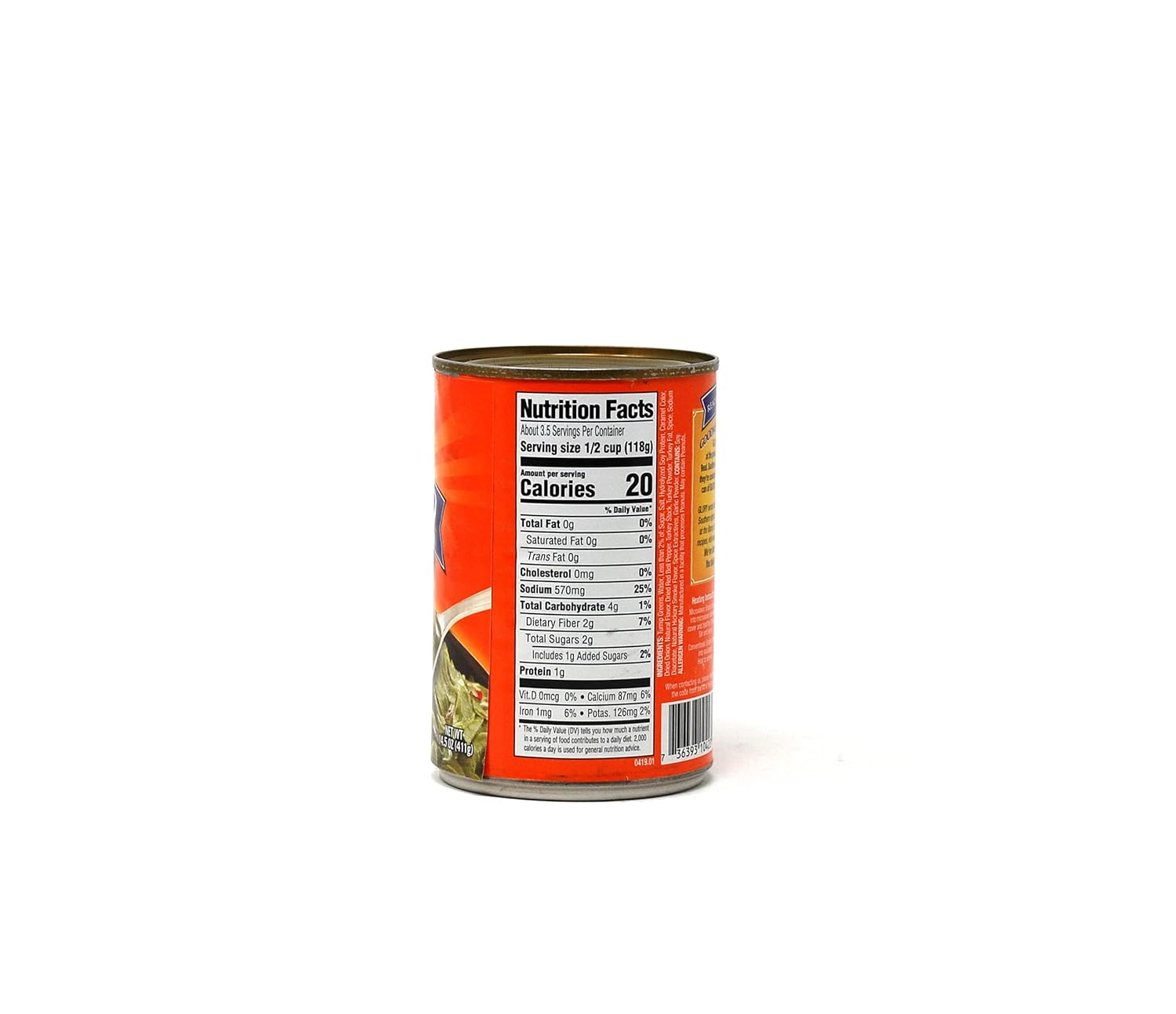 Glory Smoked Turkey Flavored Turnip Greens, Six Healthy 14.5 Ounce Cans with a JFS Recipe Card
