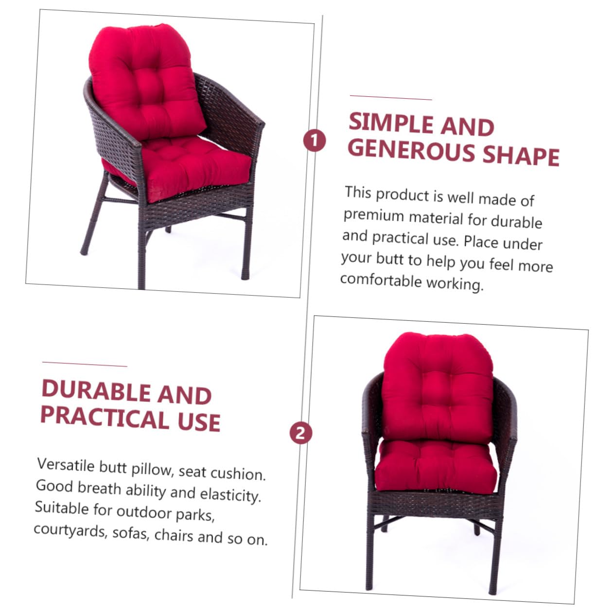 NUOBESTY 2pezzi Cuscini Per Sedie in Vimini Forma Di u Da Cuscini Decorativi Per Sedili Da Esterno e Interno Imbottitura Confortevole Per Poltrone Da Giardino e Divani in Rattan