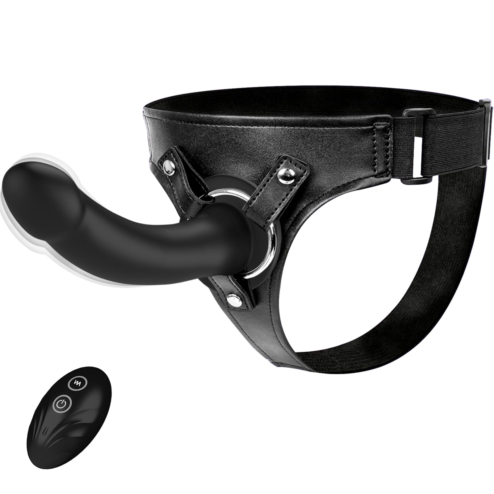 Gode Ceintures Vibromasseur Sextoy - Wordone Gode Ceinture Harnais Portable avec Ventouse&10 Vibrations, Télécommande Stimulation Clitoridienne du Point G, Jouet pour Couple Féminin et Lesbien - Noir