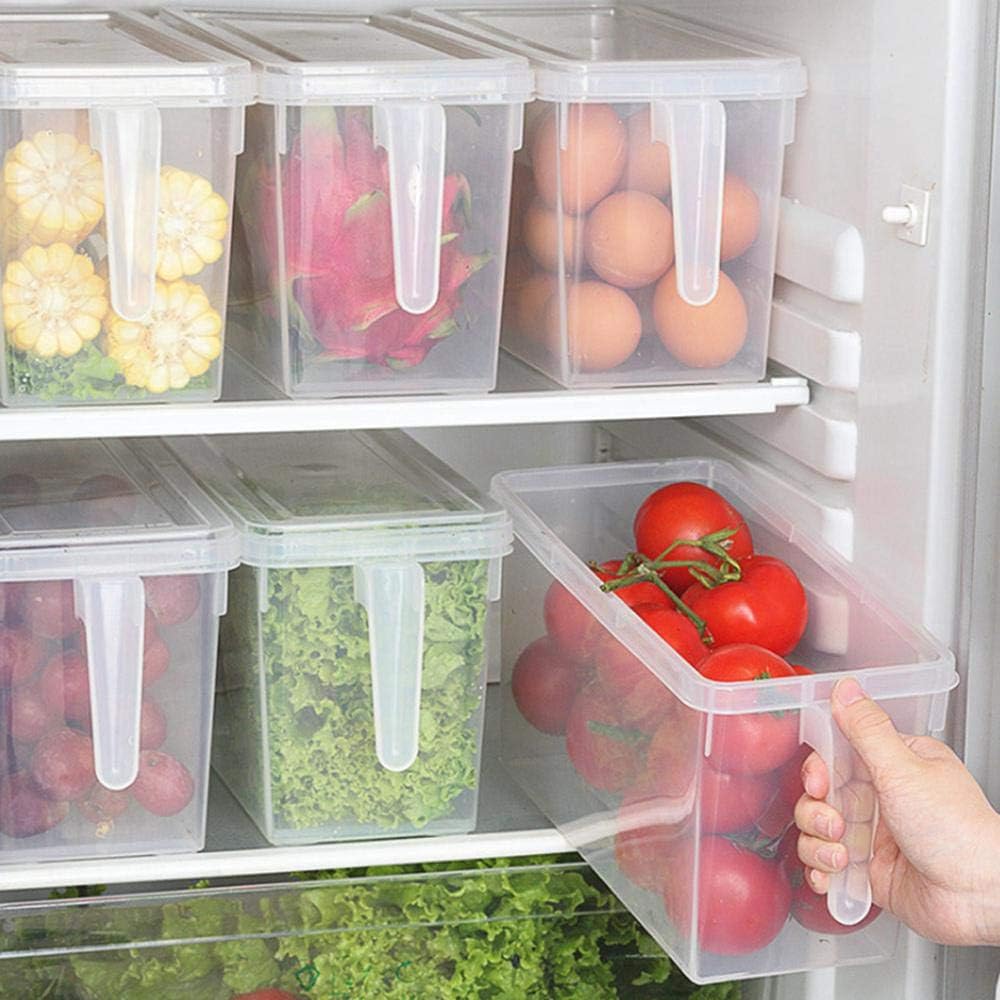 Food Storage Boxes With Lids Freezer Safe Volwco 3 Pcs 4.7L Large Plastic Kitchen Refrigerator Stackable Food Fruit Storage Containers With Handle(Assorted colours)