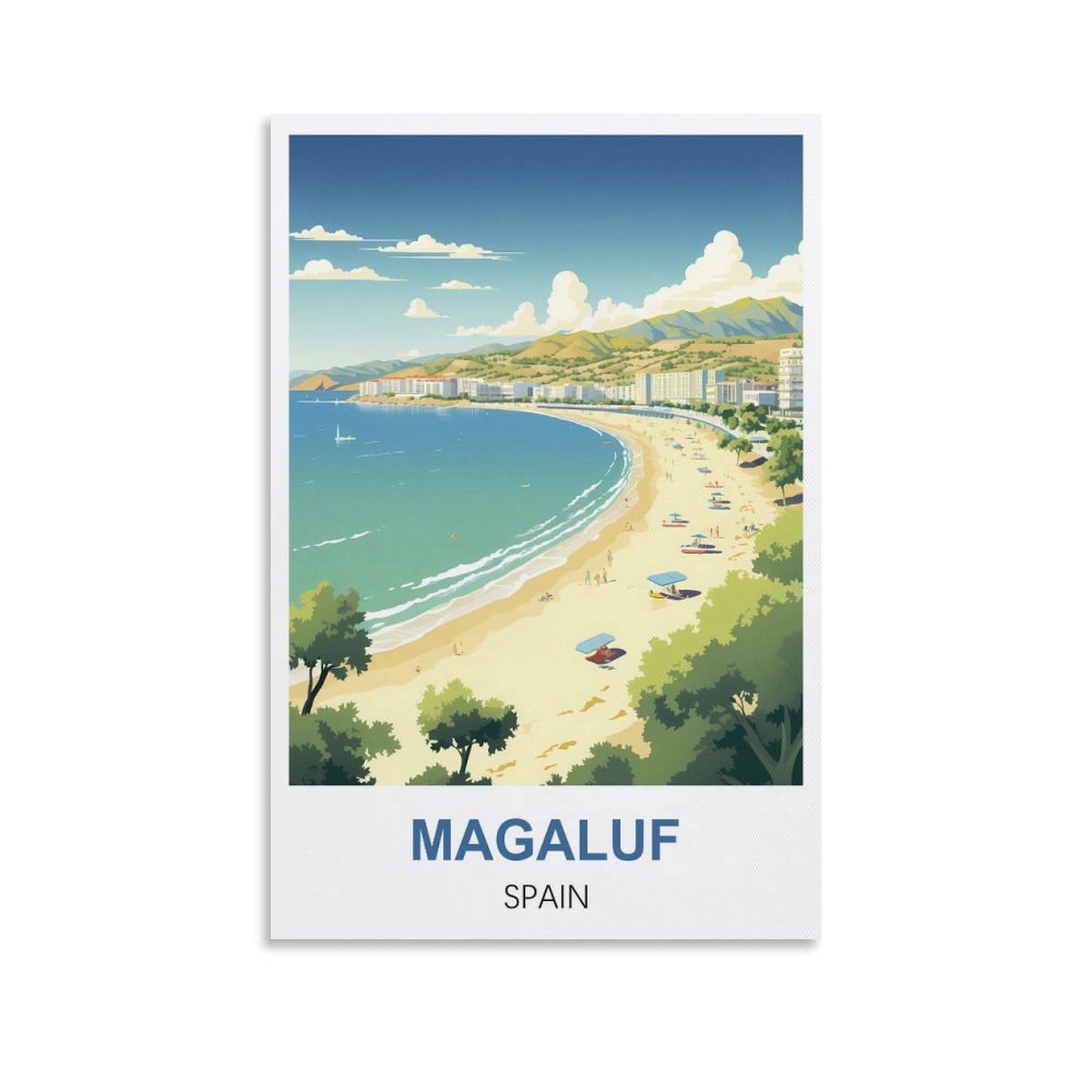 EZMLFA 5D Diamond Art Kits for Beginner,Magaluf Spain,DIY Round Full Drill Crystal Art Craft Painting for Home Wall Decor 50x60cm