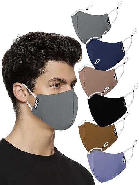 PRIVIU Fusion PRO Face Mask | Pack of 6 | Washable & Reusable | 4 Layers with Melt Blown Inside, Adjustable Ear Loop for Comfort For Men and Boys