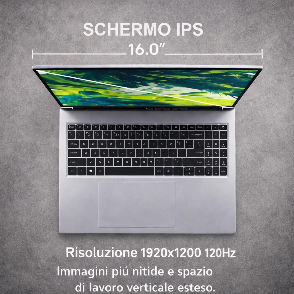 Acer Aspire Go 16 Notebook, Intel Core i9-13900H, RAM 32GB DDR5 6400MHz, SSD 1TB NVMe, 16" WUXGA IPS 120Hz 16:10, USB-C, HDMI 2.1, Wi-Fi 6, Backlit Keyboard, Windows 11 Home - 3