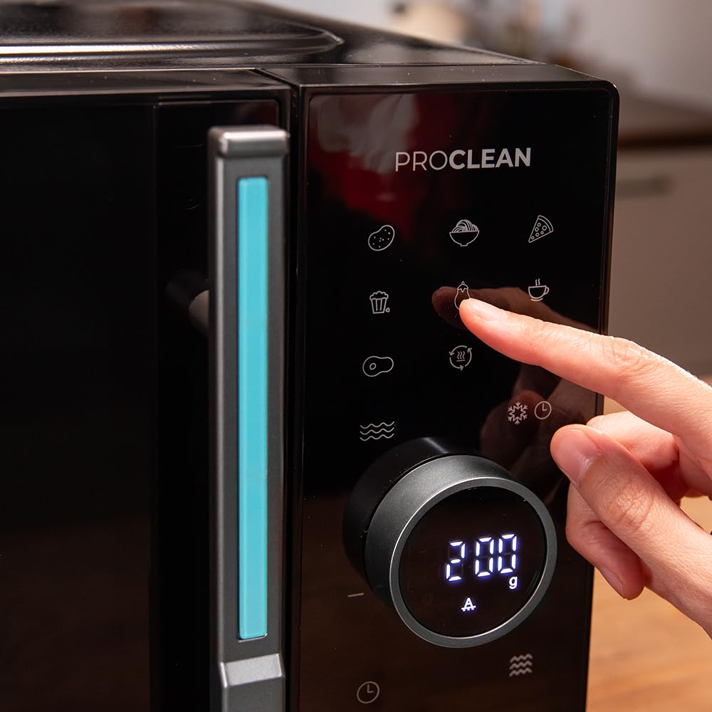 Cecotec Microonde touch con griglia da 23 l Proclean 6120. Grill, 800 W e 1000 W, digitale, cottura uniforme, 5 livelli di potenza, funzione scongelamento, timer 60 min, piatto girevole 285 mm