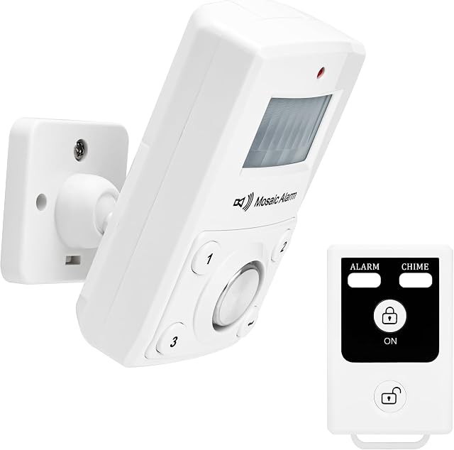 135dB Capteur de mouvement à distance Alarm pour Garage, Shed, Intérieur. Loud Sound Freestanding Home Intrus Burglar Security Siren. Batterie Portable Clavier Alert pour Voyage, Camp. Sans fil ou USB Puissance