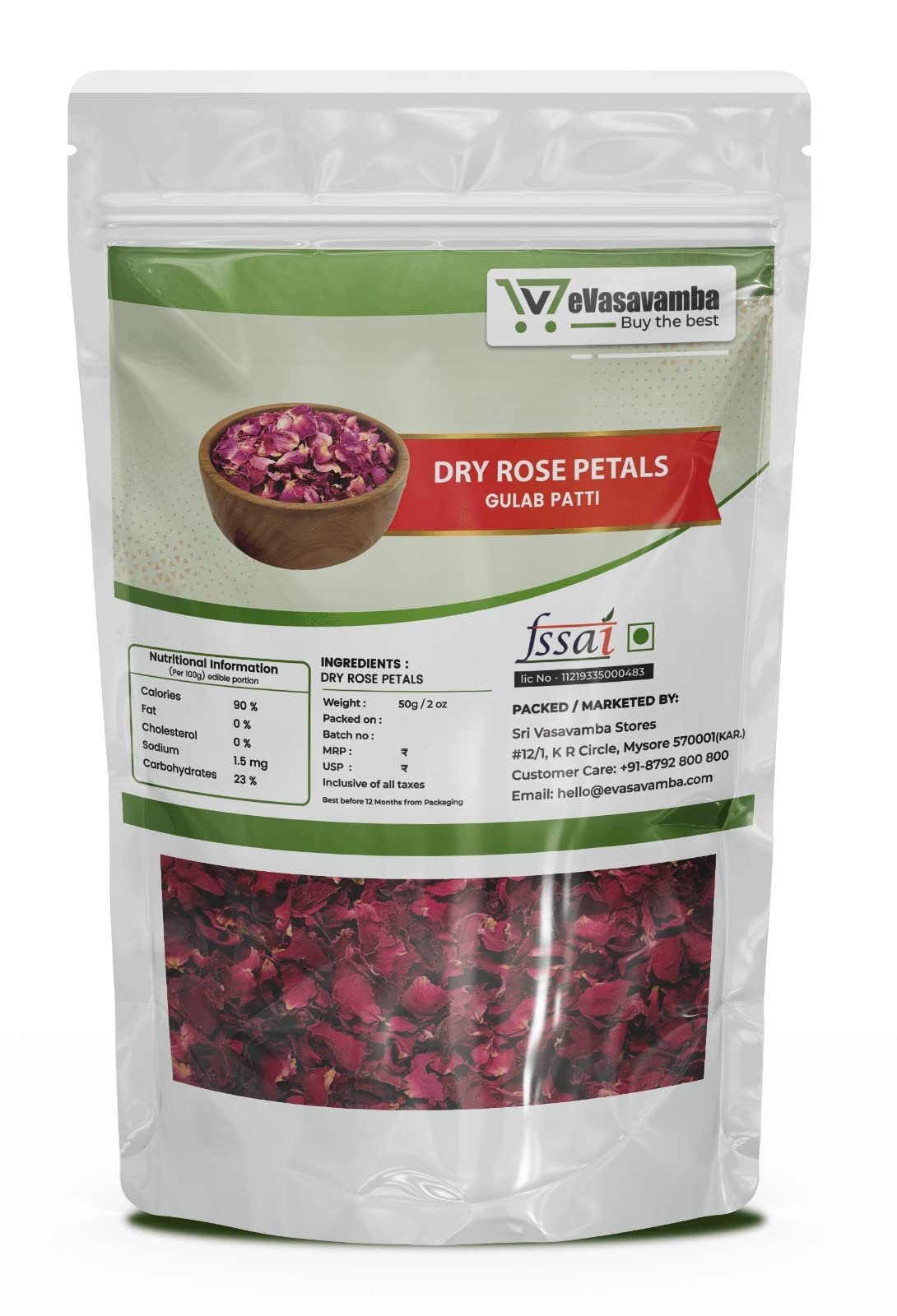 eVasavamba Dry Rose Petals | Dried Gulab Patti | Gulaab Patti | Sun Dried | Dry Rosa Gallica | 100% Edible | A++ Grade, 50G-picture-22