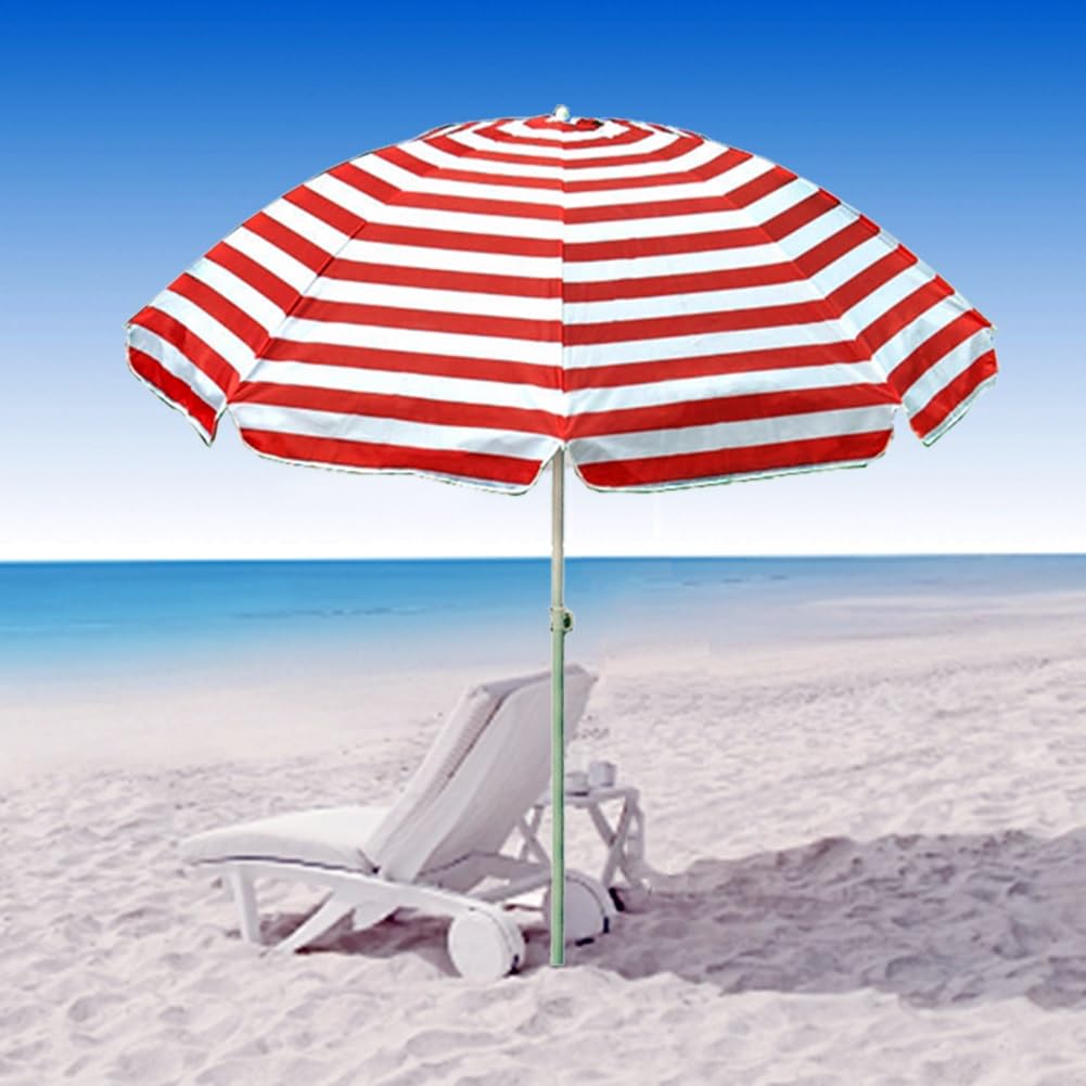 Duży Parasol W Paski, 200 Cm, Odporny Na Promieniowanie Uv, Okrągły, Przenośny Parasol Tarasowy Do Ogrodu, Na Taras, Podwórko,RedA-200cm(6.5ft)