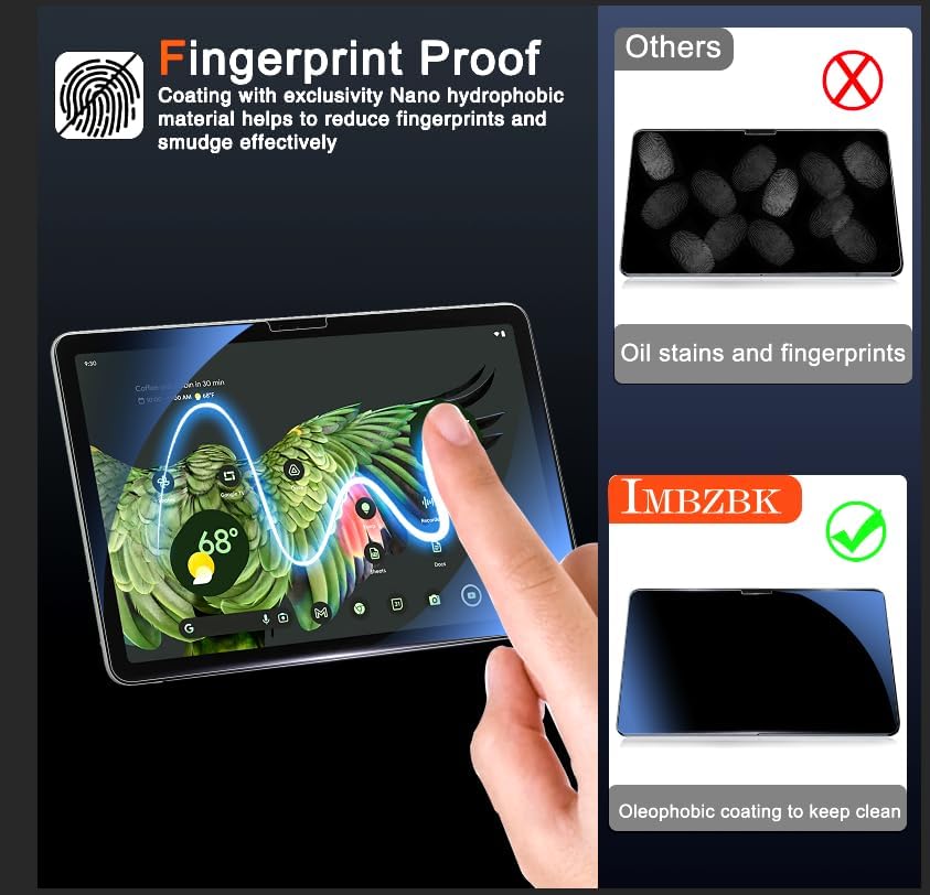 IMBZBK 3 Pack Screen Protector for Google Pixel Tablet 2023 Tempered Glass Protective Film, Ultra HD, Anti-Scratch, Case Friendly, Screen Cover for Pixel Tablet, Suitable with Face ID & Pencil