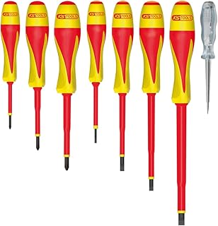 KS Tools - 922.6218 - Jeu de 7 tournevis bi-matière isolés 1000V Fente -PH et tournevis testeur LED - Résistants aux produits chimiques - outillage electricien