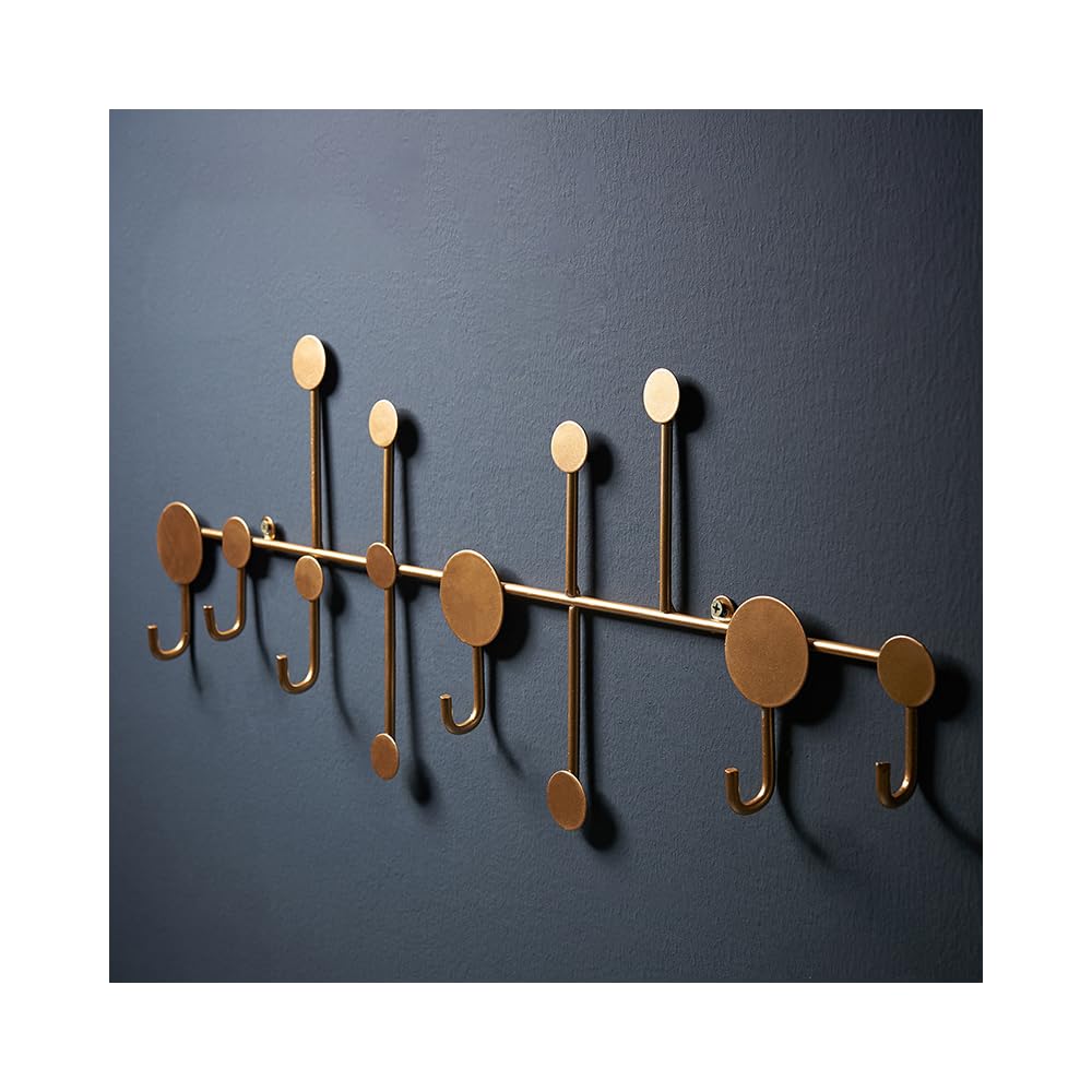 Balama Gold Hakenleiste aus Metall mit 6 Haken, 59,5 x 3 x 23,5 cm, Garderobenleiste Kleiderhaken Wandgarderobe Handtuchhaken Mehrzweck