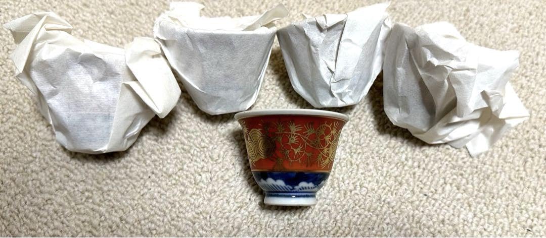 Amazon.co.jp: 上出長右エ門作 赤絵金蘭手 茶器煎茶碗五客