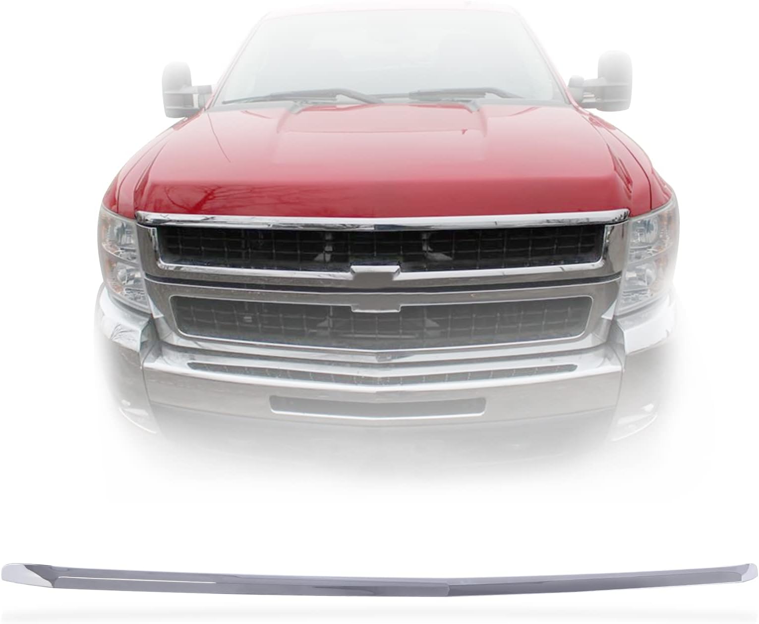 Perfit Liner Front Chrome Hood Panel Molding Compatible with 2007-2010 Chevy Silverado 2500 HD/3500 HD 15911579 GM1235112