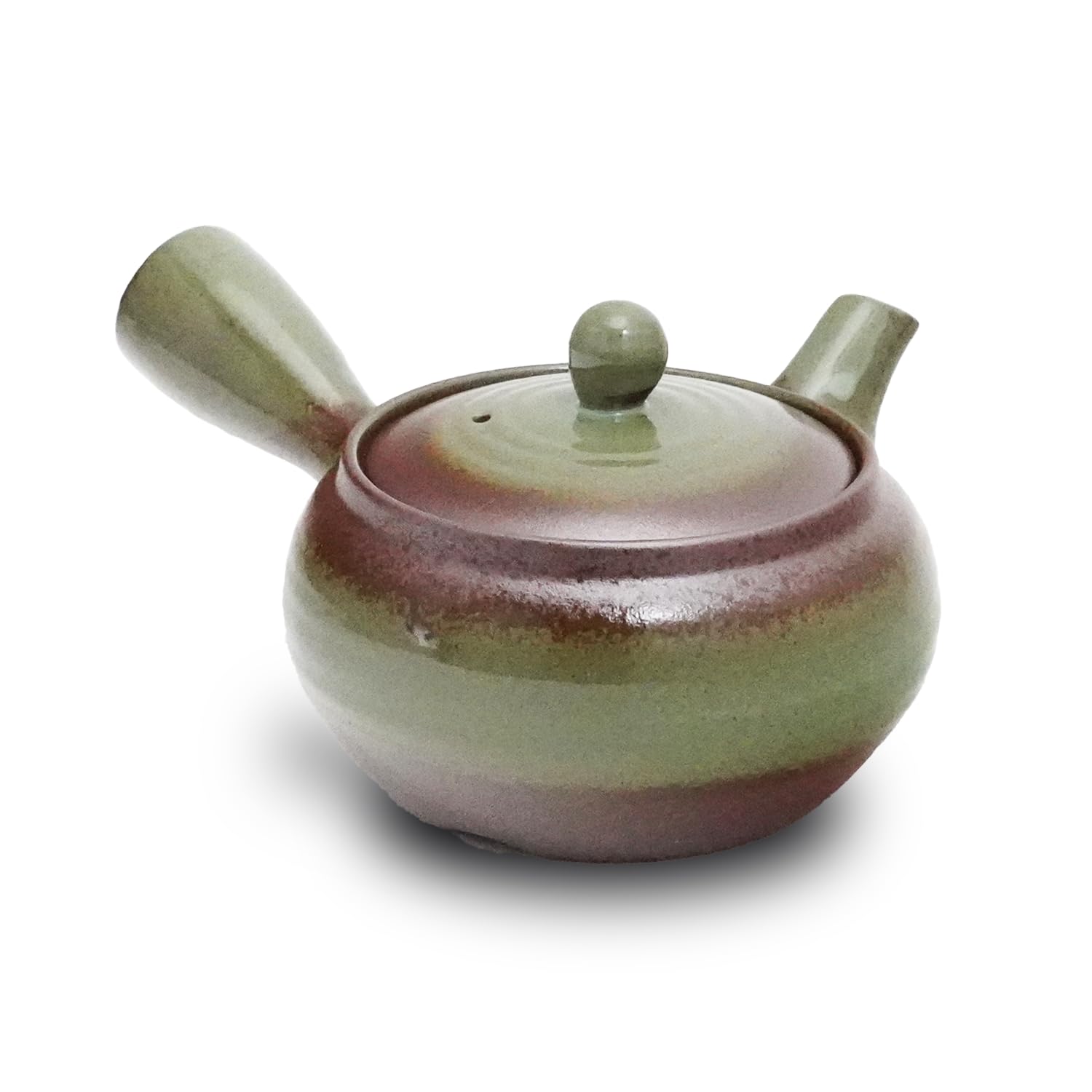 COTONOHA Banko-Yaki Japanese Tea Pot – Traditional Japanese Tea Kettle with Stainless Steel Bottom Strainer – Heat Resistant and Durable Ceramic Teapot for Deep Steamed Tea (Green Brown)