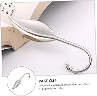 Vista 5 de Bookmark 1Pc Willow s Stationary Book Page Marker Pearl s Leaf Reading Page Clip Stationery Souvenir Alloy Tassel/Silver/2 * 13.5CM