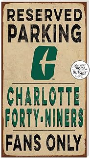 KH Sports Fan North Carolina (Charlotte) 49ers 11"x20" Indoor Outdoor Reserved Parking Sign, One Size, Multi