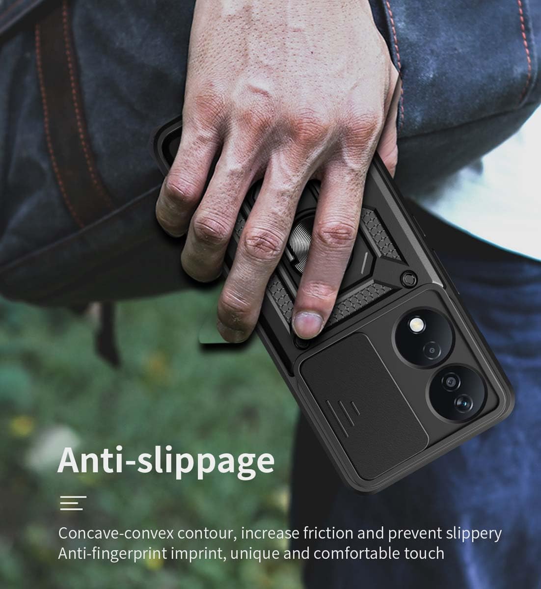 GOKEN Cover per Honor X7b, Armor Custodia in Silicone Morbido e PC Rigido Antiurto, con Anello Rotante 360° e Protezione Scivolo per Lente, Case - Blu