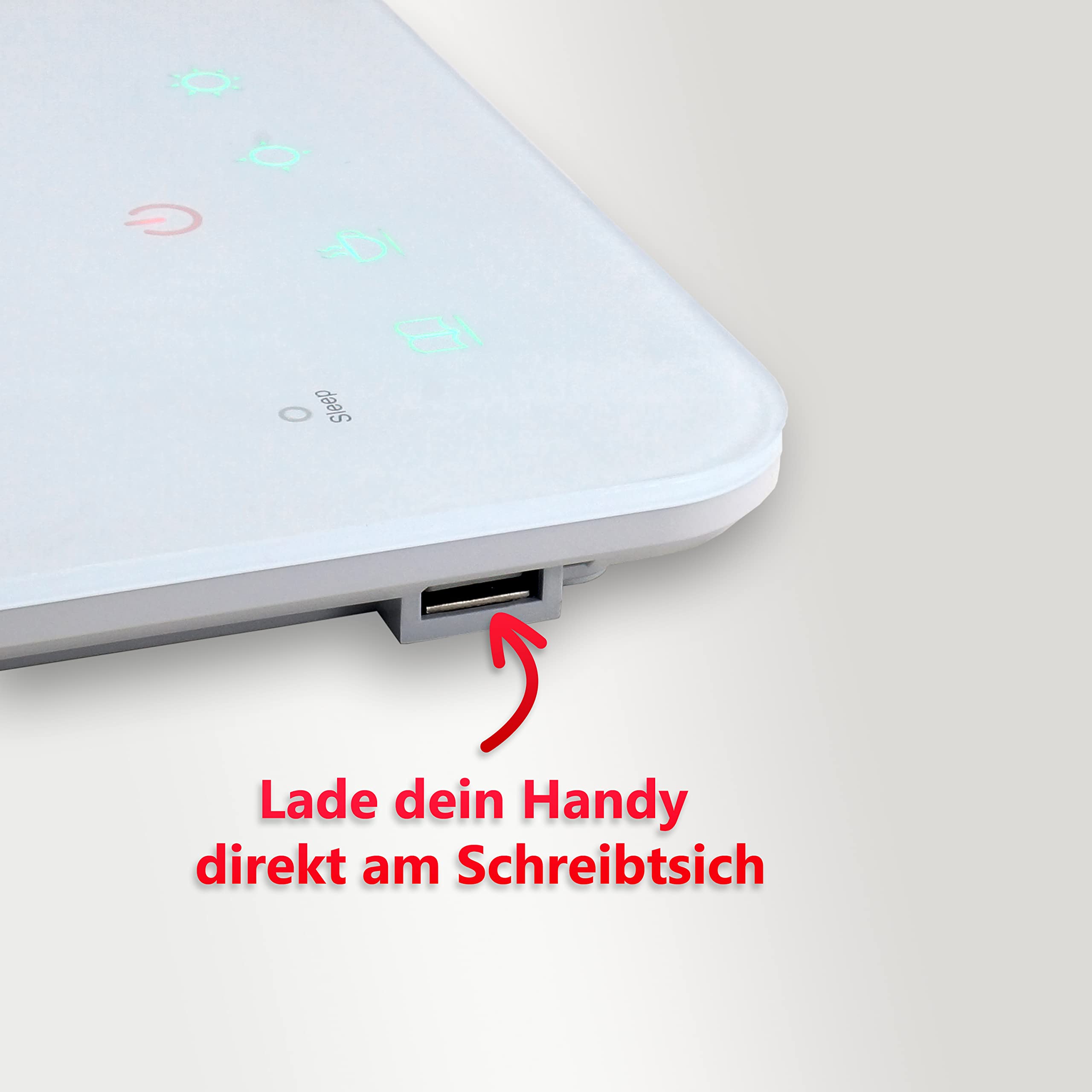 FeinTech LTL00100 LED Schreibtisch-Lampe Lichtfarbe warmweiß bis kaltweiß dimmbar 550 lm, Aluminium, ABS-Kunststoff, Acrylglas, weiß, 37 x 15 x 43.5 cm