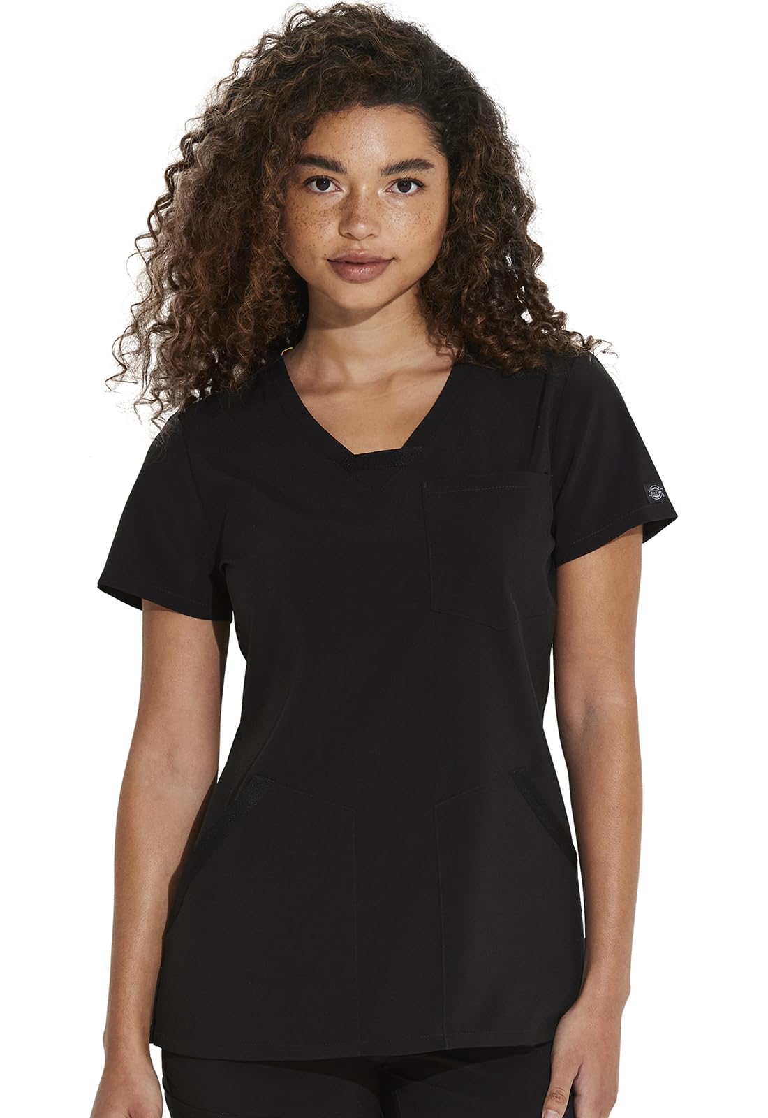 Dickies EDS Essentials Women Scrubs Top V-Neck DK641, M, Black