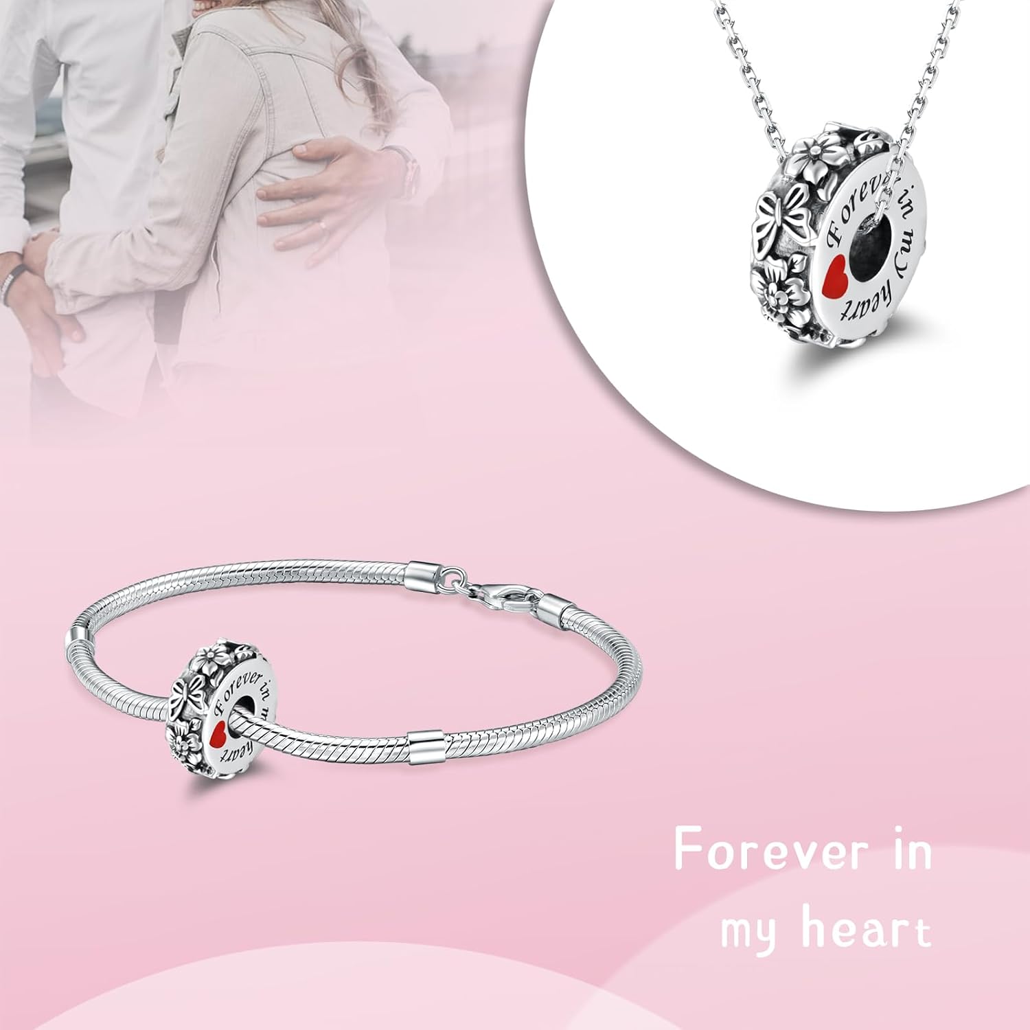 APOTIE Sterling Silver Cremation Urn Bead Charm for Bracelet Holds Ashes Keepsake Pendant Memorial Jewelry Gifts for Women Loss Loved One