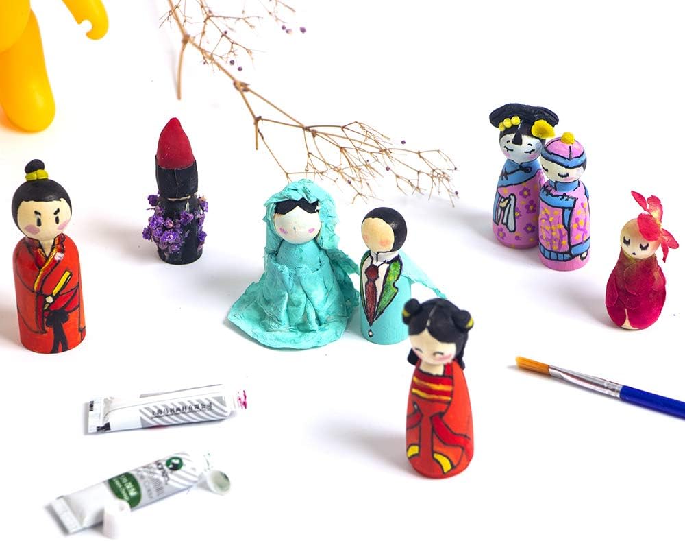 Wood Peg Dolls Unfinished 3 inch, Pack of 30 Wooden Peg People for DIY Crafts