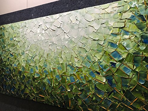 Yotree Paintings, 24X48 Inch Paintings Oil Hand Painting 3D Hand-Painted On Canvas Abstract Artwork Art Wood Inside Framed Hanging Wall Decoration Green Teal Abstract Painting #TOP2