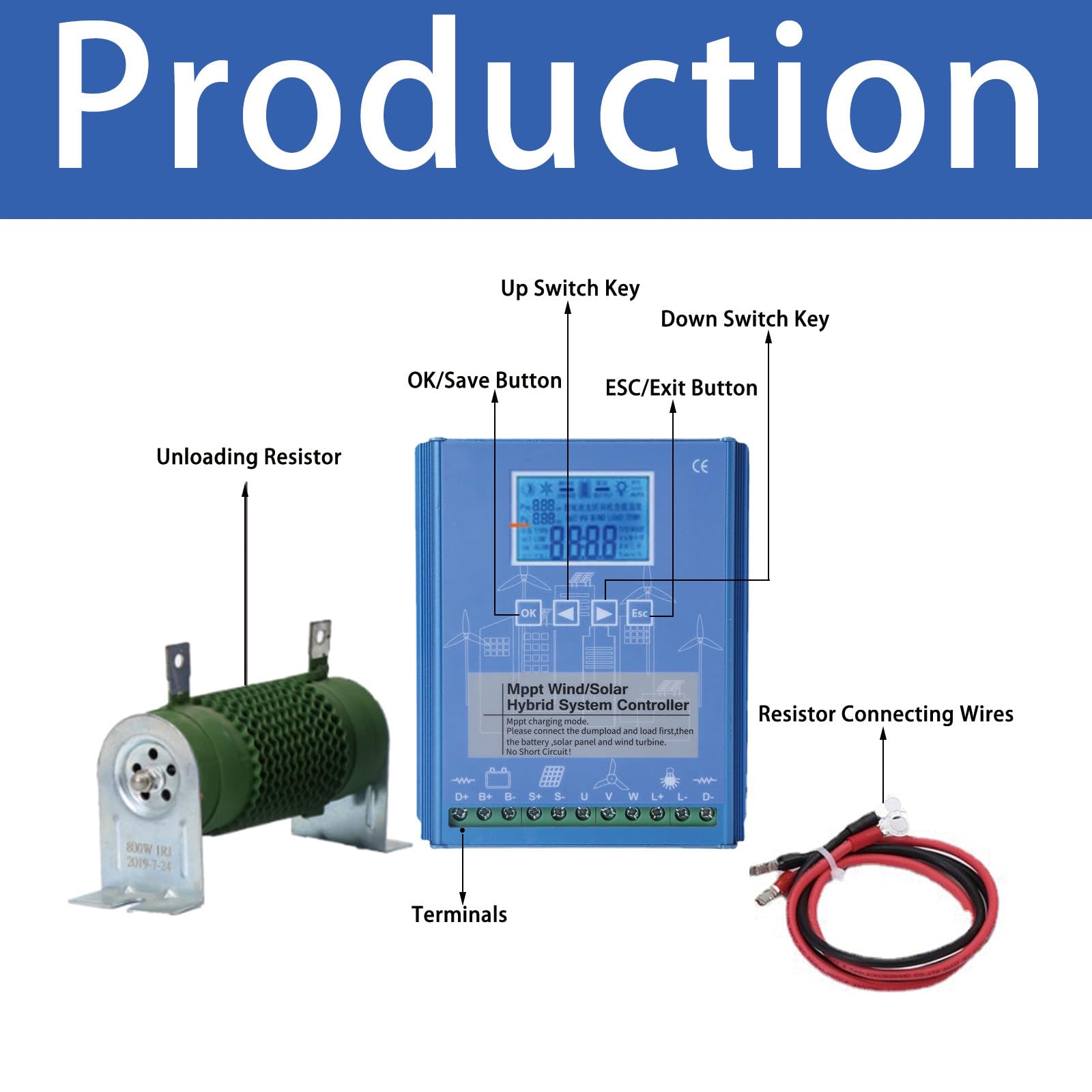 Hybrydowy regulator ładowania 6000 W-14000 W, podwójny zasilacz fotowoltaiczny i akumulatorowy, generator MPPT 24 V do systemów energii wiatrowej i słonecznej