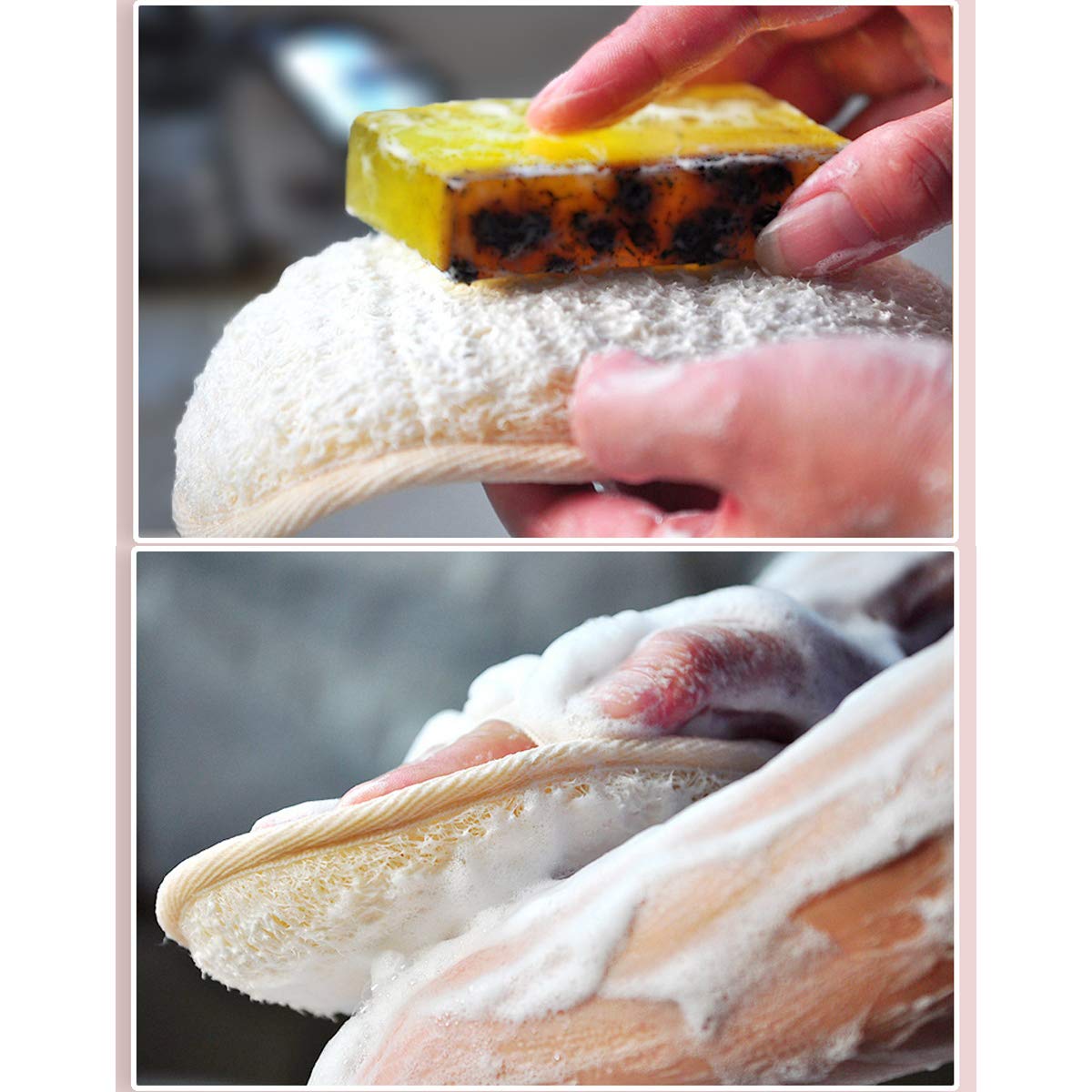 2 Pack Natural Loofah Sponge Bath Pads, Exfoliating Loofah washcloth Body Scrubber 100% Natural Bath Sponge for Removing Dead Skin Women & Men, Perfect for Shower Bath Spa : Beauty & Personal Care