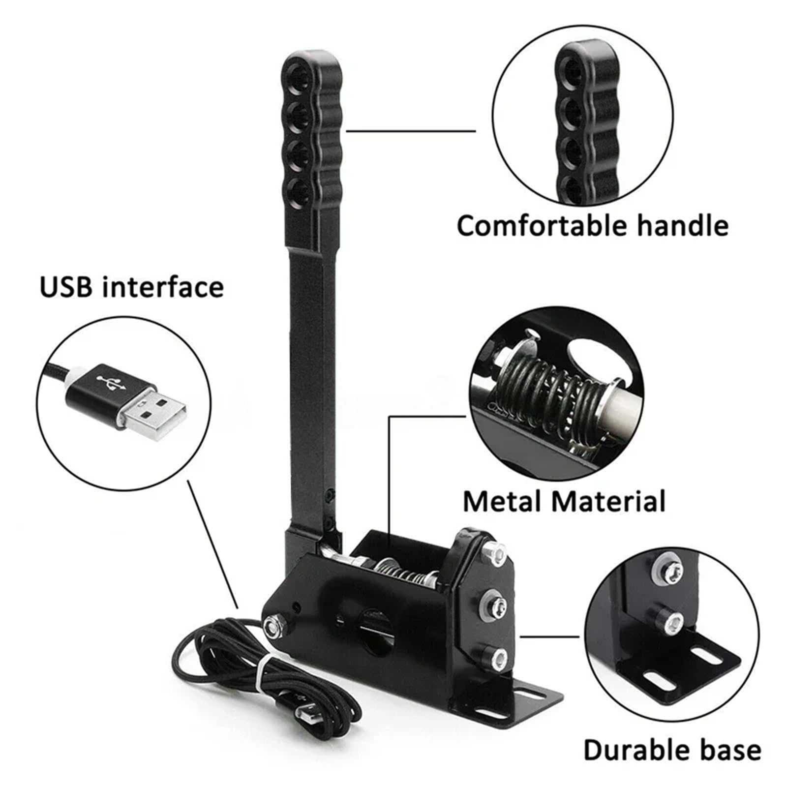 płyta do hamulca ręcznego PC 14 Bit SIM Zacisk hamulca ręcznego USB do gier wyścigowych Logitech G25/G27/G29/T300/T500 FANATECOSW do LFS DIRT Hand(Black)