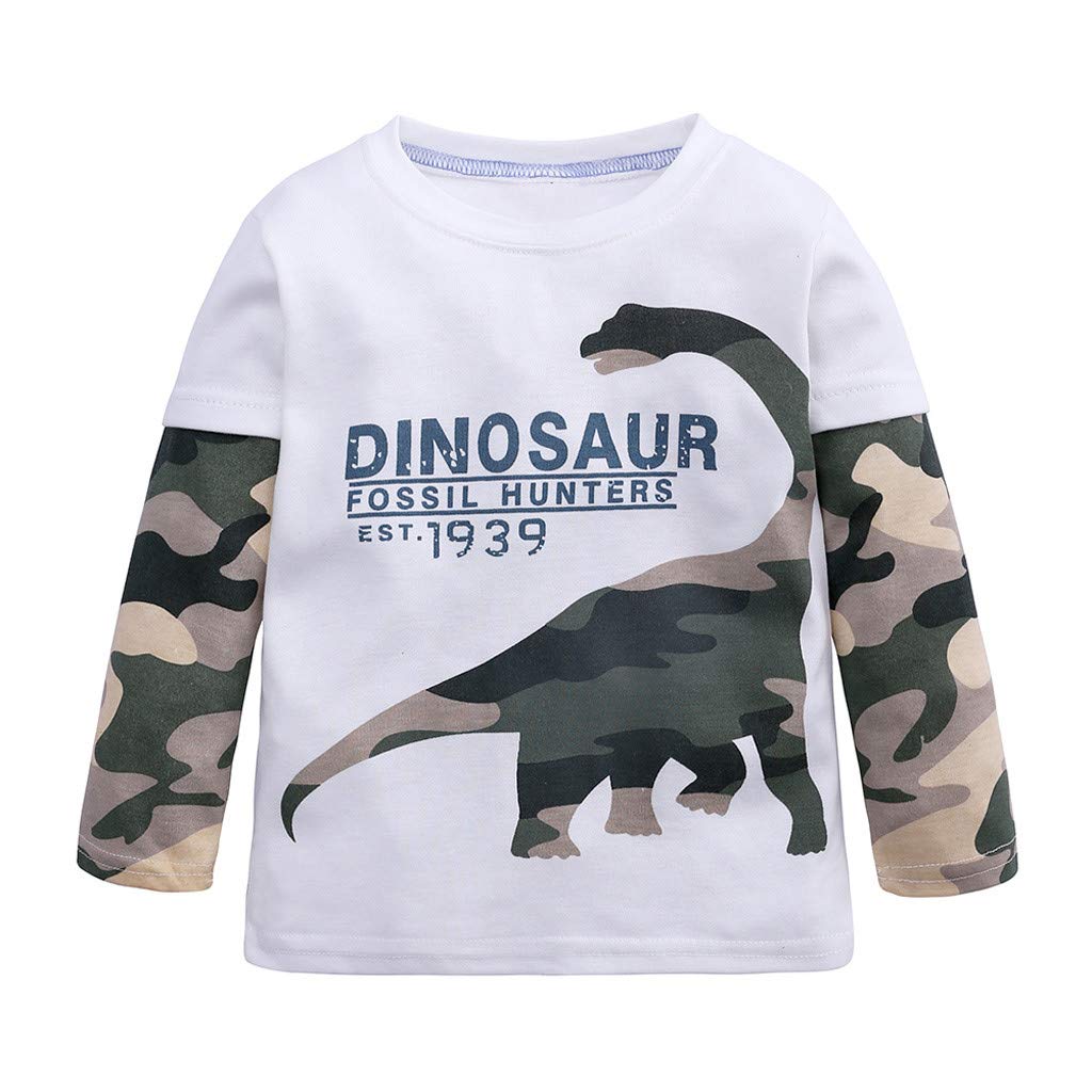 Baby Toddler Girls Boys Sweatshirt Shirts Clothes 1-7 Years Old Kids Camouflage Cartoon Dinosaur T-Shirt Tops