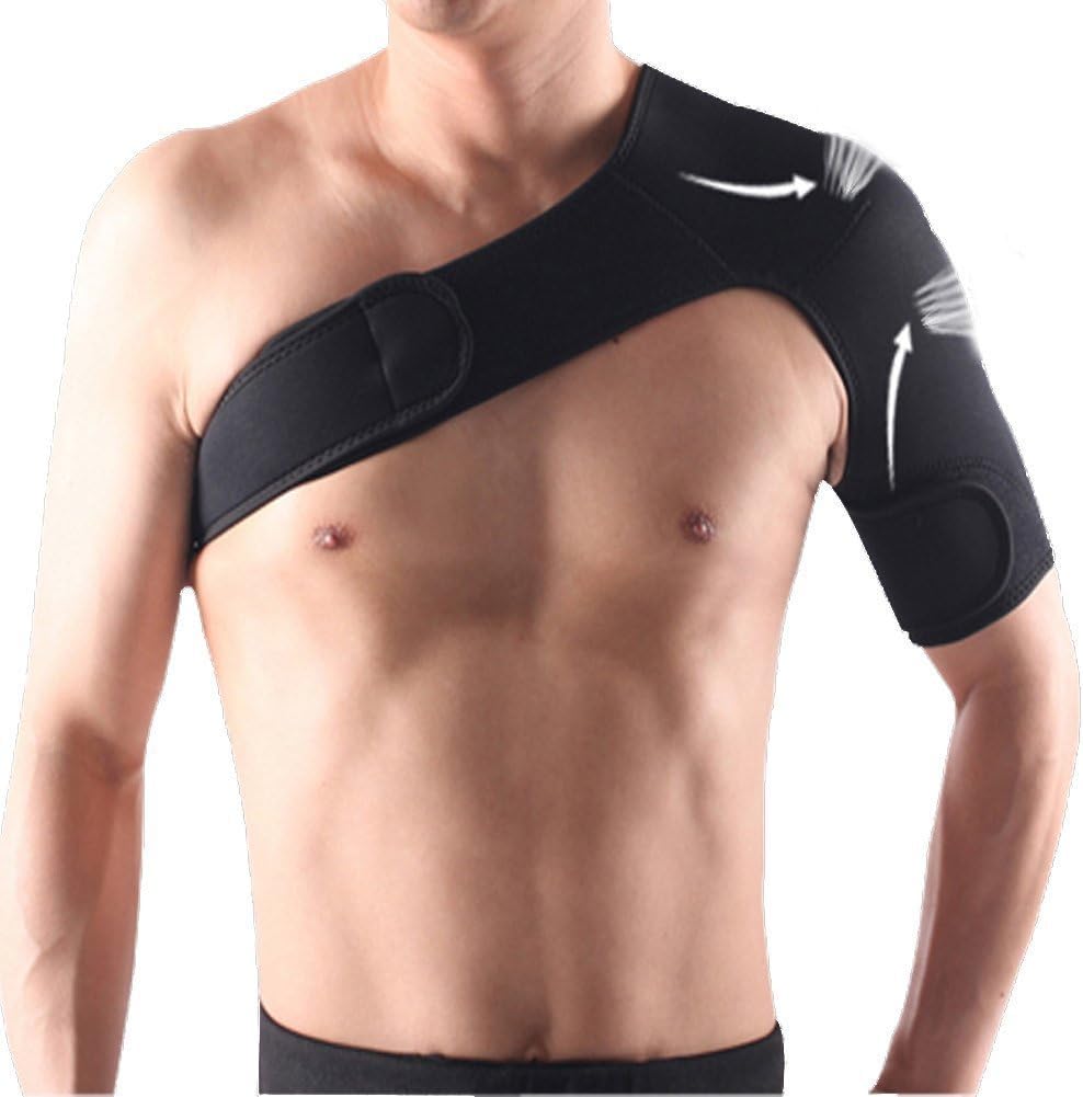 Shoulder Brace for Injury Prevention, Light Weight Adjustable Gym Sports Single Shoulder Compression Brace Support Strap Wrap Belt Band (Left Shoulder)