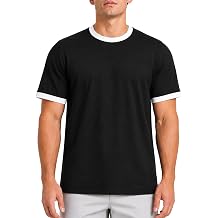 Zengjo Mens Ringer Tee Crewneck Athletic T Shirts Short Sleeve Sport Shirt for Men