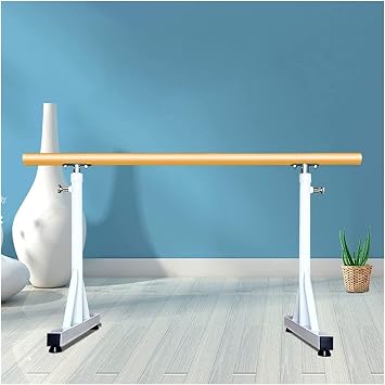 Ballet Barre Portable, Single or Double Freestanding Adjustable Stretch Bar for Kids and Adults, Home or Studio Dance Exercise White 1.5 m