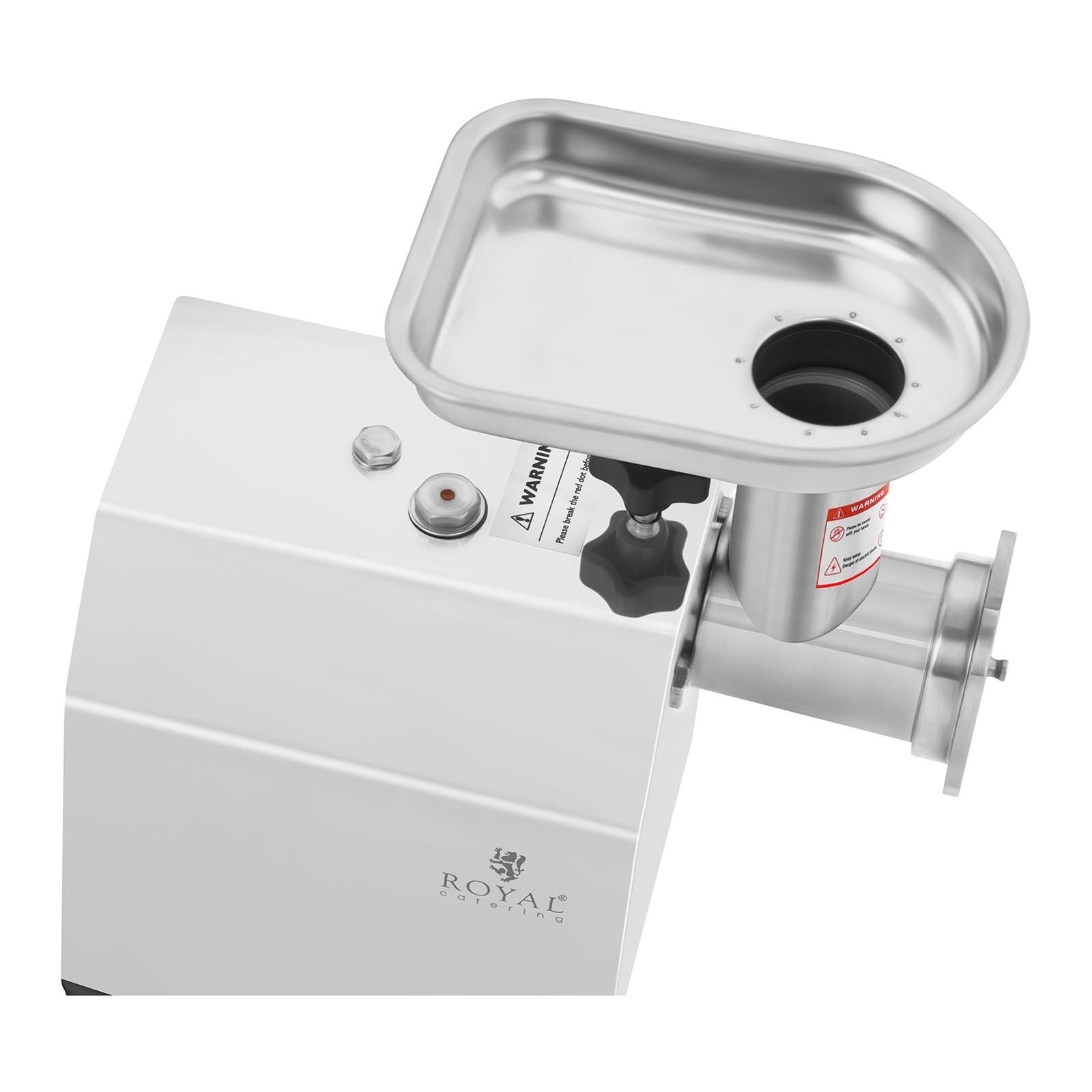 Royal Catering RCFW 70-600ECO Picadora de Carne Eléctrica Profesional (70 kg/h, 600 W, Marcha Retrógrada, Orificios de 5/7 mm, Acero Inoxidable) ECO