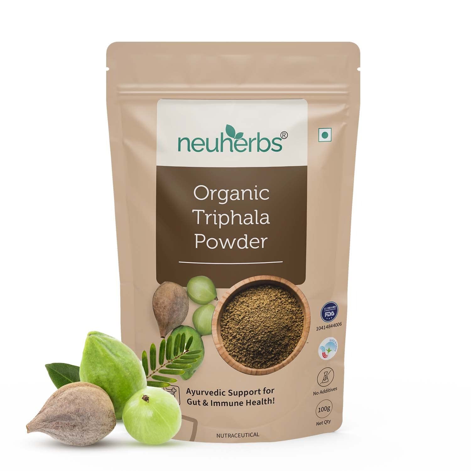 Neuherbs Organic Triphala Powder Ayurvedic Support For Gut, Immune & Intestinal Health Helps