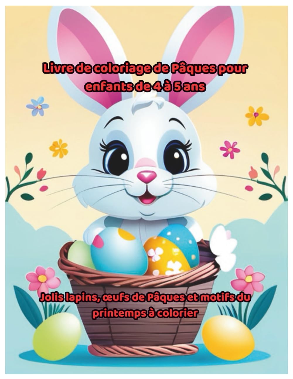 Livre de coloriage de Pâques pour enfants de 4 à 5 ans: Jolis lapins, œufs de Pâques et motifs du printemps à colorier