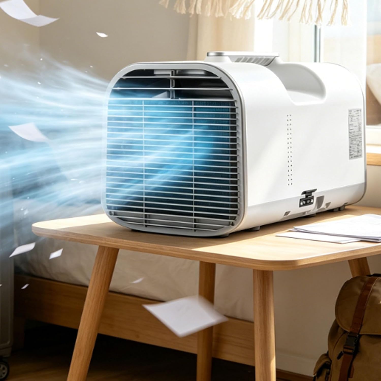 SXXAZLDP Portable Air Conditioner, 4-in-1 Mobile AC Unit with 4100/4400/5100 BTU, 42 dB Quiet Sleep Mode, Auto-Evaporation for Tent, RV, Dorm, Garage, 1300W