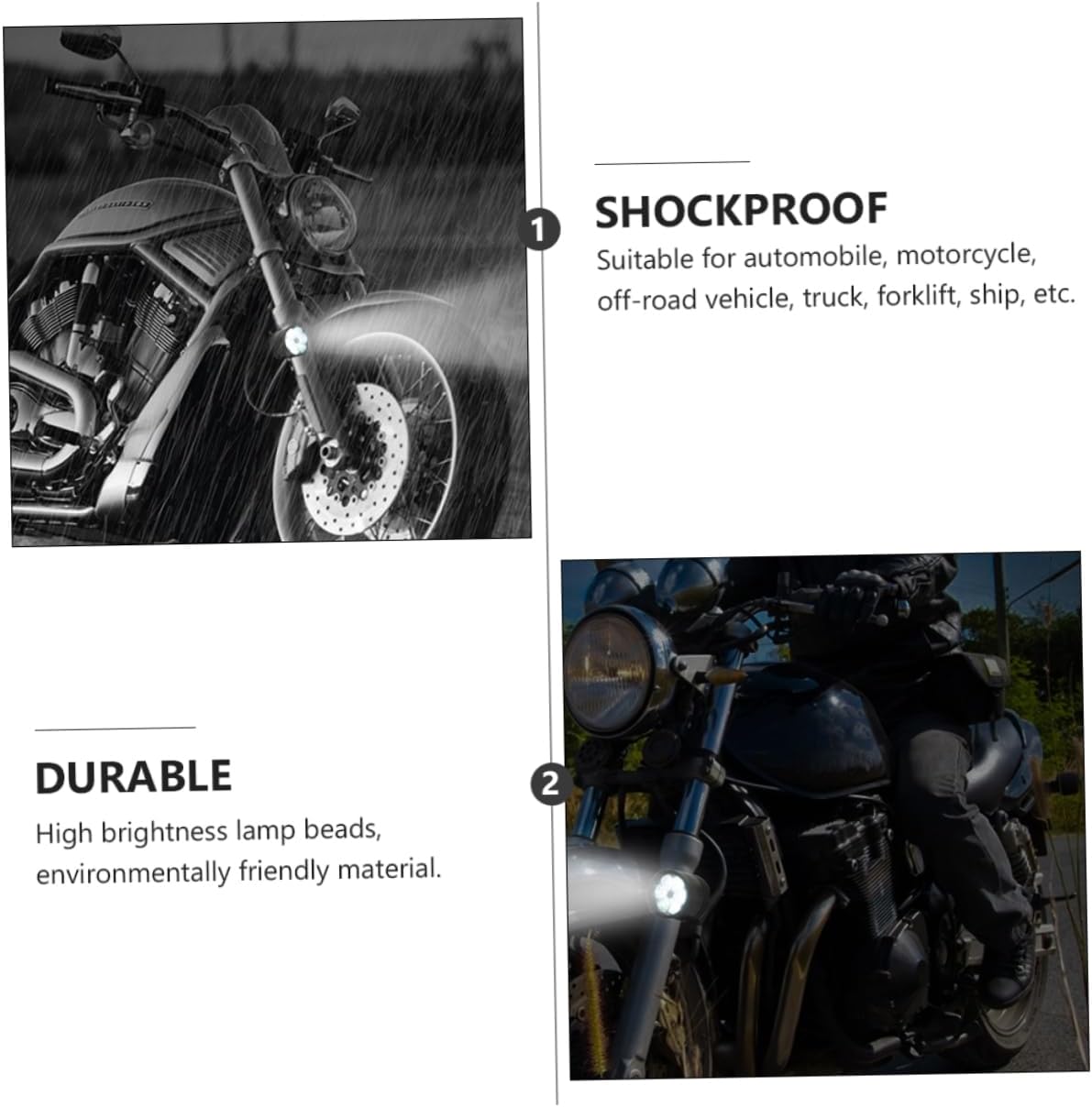 Alipis Motorcycle Headlight 2pcs Led Auxiliary Lights High Brightness Led Work Lamp Safe Night Riding